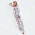 Пижама женская (рубашка и брюки) KAFTAN Birds размер 52-54, серый - Фото 3