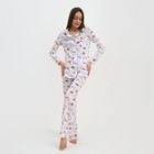 Пижама женская (рубашка и брюки) KAFTAN Animal размер 40-42, цвет белый - фото 9689252