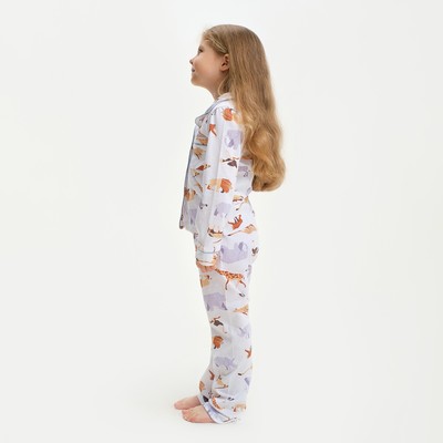 Пижама детская (рубашка и брюки) KAFTAN Animal, рост 98-104 см, белая