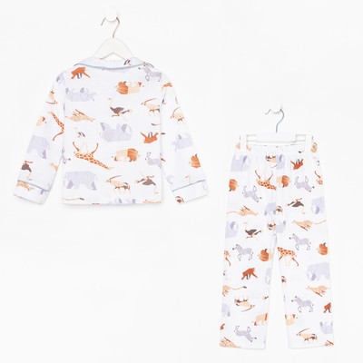 Пижама детская (рубашка и брюки) KAFTAN Animal, рост 98-104 см, белая
