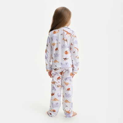 Пижама детская (рубашка и брюки) KAFTAN Animal, рост 98-104 см, белая