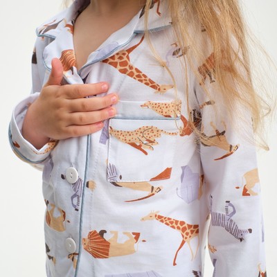 Пижама детская (рубашка и брюки) KAFTAN Animal, рост 98-104 см, белая