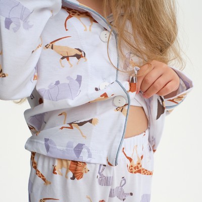 Пижама детская (рубашка и брюки) KAFTAN Animal, рост 98-104 см, белая