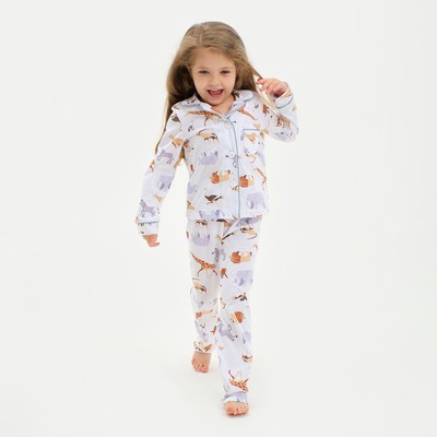 Пижама детская (рубашка и брюки) KAFTAN Animal, рост 98-104 см, белая