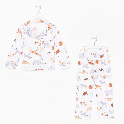Пижама детская (рубашка и брюки) KAFTAN Animal, рост 98-104 см, белая