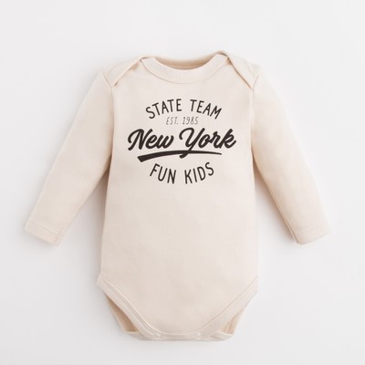 Боди с длинным рукавом Крошка Я «NY», рост 74-80 см, цвет бежевый