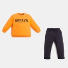 Комплект: джемпер и брюки Крошка Я "NY", рост 74-80 см, цвет оранжевый/чёрный - фото 318850766