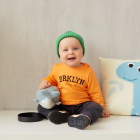 Костюм для мальчика (джемпер, брюки) «Крошка Я» NY, рост 80-86 см, оранжевый, чёрный