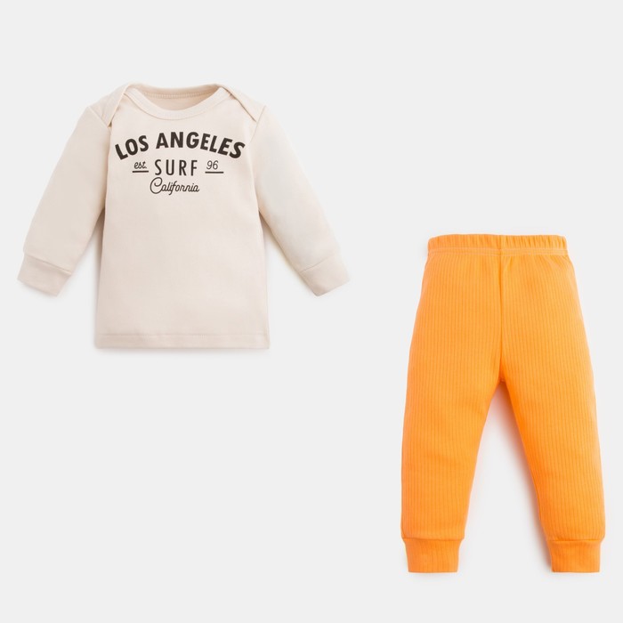 Комплект: джемпер и брюки Крошка Я "NY", рост 68-74 см, цвет бежевый/оранжевый - Фото 1