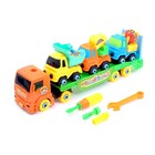 Конструктор винтовой «Автовоз», с 3 машинками, в пакете - фото 24608293