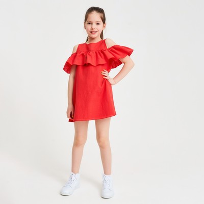 Платье для девочки MINAKU: Cotton Collection, цвет терракотовый, рост 92-98 см