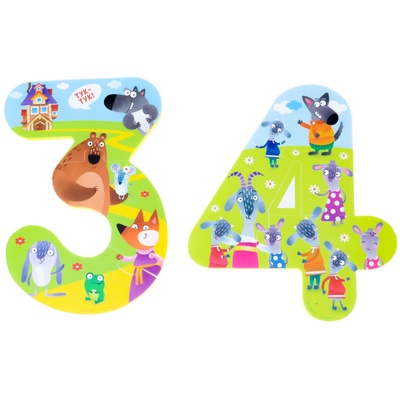 Пазлы мягкие для малышей Крошка Я «Учим цифры: Сказки», 5 пазлов, от 1 года