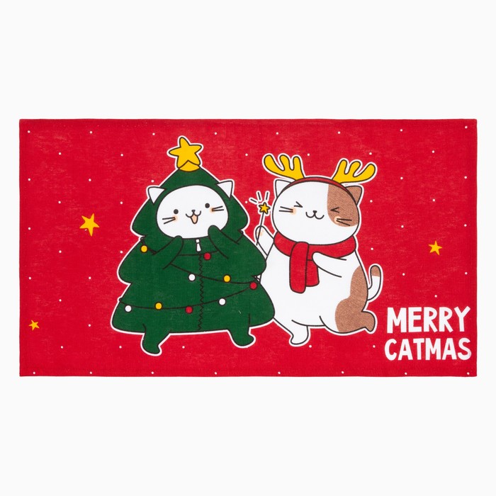 Набор кухонный полотенец «Доляна» Merry catmas, 35×60 см - 2 штуки, 100% хлопок, 160 г/м²