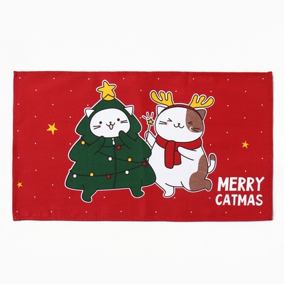 Набор кухонный полотенец «Доляна» Merry catmas, 35×60 см - 2 штуки, 100% хлопок, 160 г/м²