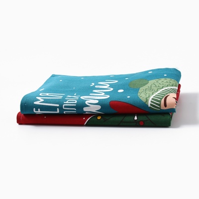 Набор кухонный полотенец «Доляна» Merry catmas, 35×60 см - 2 штуки, 100% хлопок, 160 г/м²