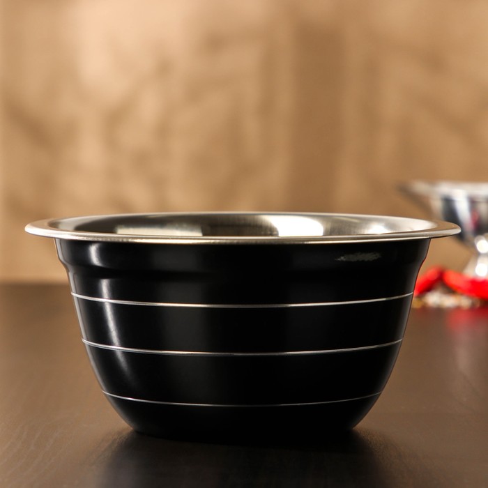 Миска из нержавеющей стали Доляна Dark, 800 мл, d=16 см, цвет чёрный - Фото 1