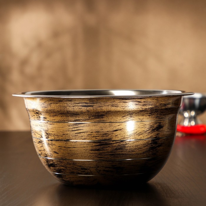 Миска из нержавеющей стали Доляна Wood, 18 см, 1,4 л, цвет древесный - Фото 1