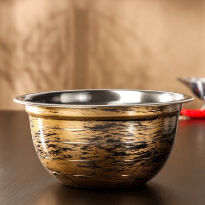 Миска из нержавеющей стали Доляна Wood, 1,8 л, d=20 см, цвет древесный