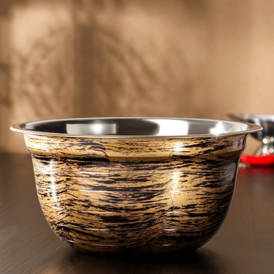 Миска из нержавеющей стали Доляна Wood, 2,4 л, d=22 см, цвет древесный