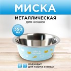 Миска металлическая для кошки «Любимое меню», 350 мл, 13х4.5 см - фото 10222988