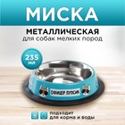 Миска металлическая для собаки с нескользящим основанием «Офицер Пупсик», 235 мл, 15х3.5 см - фото 9690869