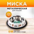 Миска металлическая для кошки с нескользящим основанием «Где моя еда?», 235 мл, 15х3.5 см - фото 300489612