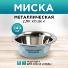 Миска металлическая для кошки «Обещай кормить меня вечно», 240 мл, 11х4 см - фото 2718878