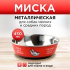 Миска металлическая для собаки «Ну, гав», 450 мл, 14х4.5 см - фото 9690963