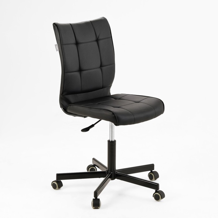Кресло офисное «Бюрократ» Leather Black CH-330M, без подлокотников, на колёсиках, экокожа, цвет чёрный - Фото 1