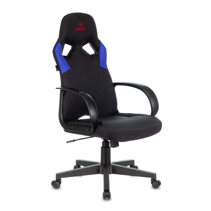 Кресло игровое Zombie RUNNER черный/синий, текстиль/эко.кожа, крестовина пластик - Фото 1