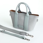 Сумка женская тоут на молнии, 25×7×14 см, однотонная, голубая - Фото 9