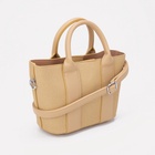 Сумка женская тоут на молнии, 25×7×14 см, однотонная, бежевая - Фото 4