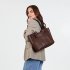 Сумка женская на молнии, цвет коричневый - фото 27639366