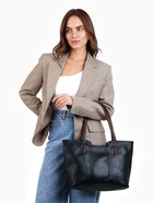 Сумка-шопер женская на молнии, размер 43×12×27 см, чёрная - фото 51741948