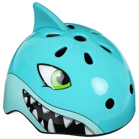 Шлем велосипедиста детский CORSA «Акула», р. S, обхват 50-54 см, цвет бирюзовый