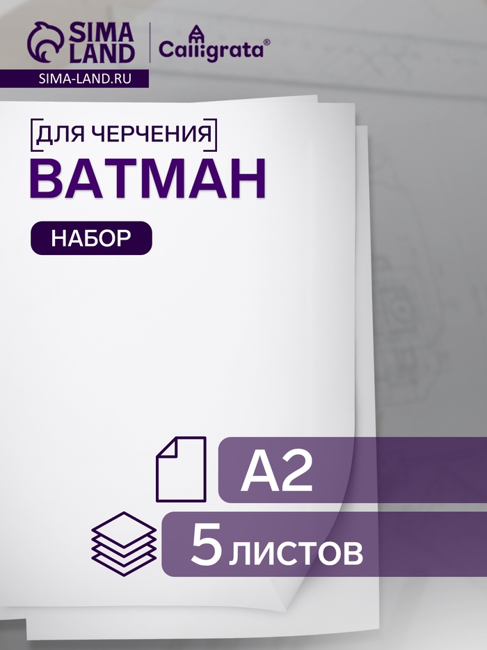 Набор ватманов чертёжных А2, 160 г/м², 5 листов - Фото 1