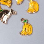 Декор для творчества металл, эмаль "Бананы" жёлтый 1,5х0,9 см - фото 318852974