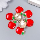 Декор для творчества металл, эмаль "Яблочко" красный 1,5х1,2 см 7356056