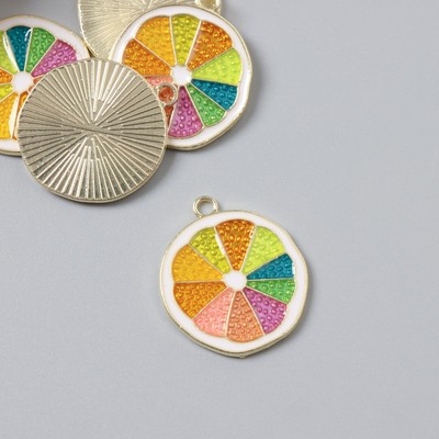 Декор для творчества металл, эмаль «Грейпфрут», 2×2.2 см