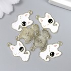 Декор для творчества металл, эмаль "Котёнок с пятном на глазу" белый 2,6х1,5 см (комплект 6 шт) - фото 21564886