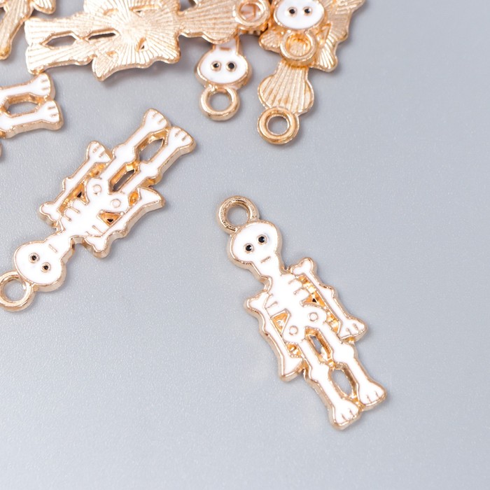 Декор для творчества металл, эмаль «Скелет», белый, 2.5×0.9 см - Фото 1