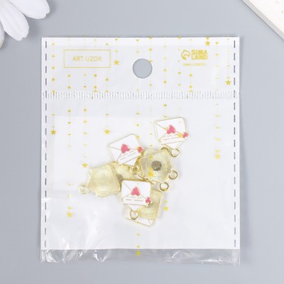 Металлический элемент, декоративная подвеска «Арт Узор. Любовное письмо», эмаль, бело-розовый, 1.6×1.2 см