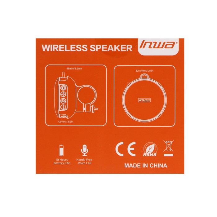 Портативная колонка INWA AS-63, 5 Вт, 750 мАч, водонепроницаемая, крепление на руль, черная - фото 51321334