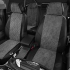 Авточехлы для Datsun Ondo с 2014-2019 г., седан, алькантара, экокожа, цвет тёмно-серый, чёрный - Фото 2