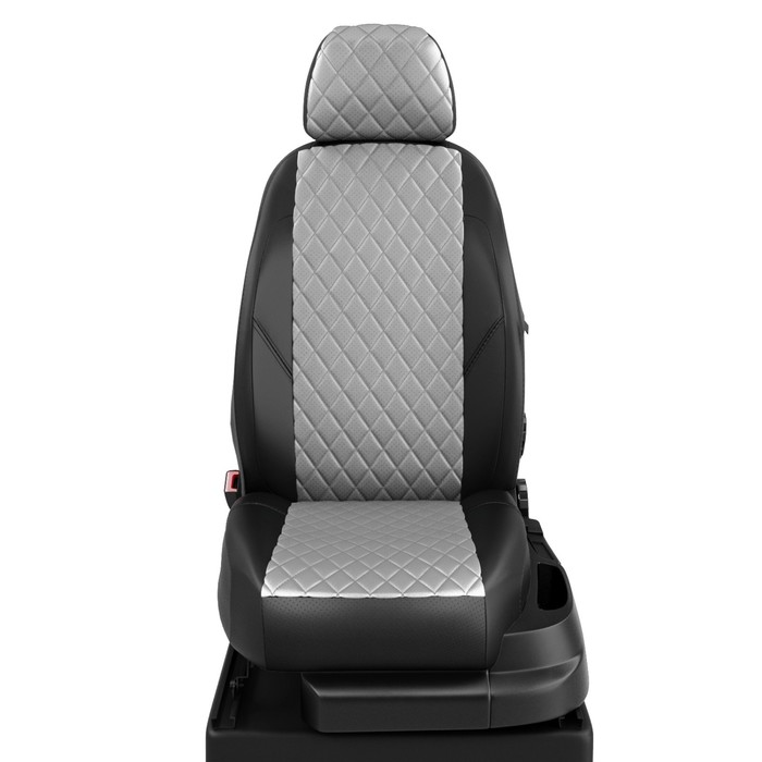 Авточехлы для Nissan Terrano 3 с 2017-н.в., джип, с перфорацией, экокожа, цвет светло-серый, чёрный - Фото 1