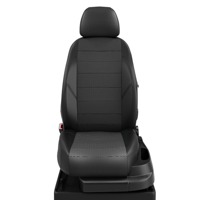 Авточехлы для Skoda Fabia 2 с 2007-2010 г., хэтчбек, седан, универсал, экокожа, жаккард, цвет чёрный - Фото 1