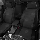 Авточехлы для Skoda Fabia 2 с 2007-2010 г., хэтчбек, седан, универсал, экокожа, жаккард, цвет чёрный - Фото 2