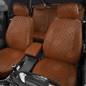 

Авточехлы для Skoda Rapid 1 с 2012-2020 г., лифтбек, перфорация, экокожа, цвет паприка