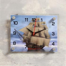 Часы-картина настенные, серия: Море, "Корабль", плавный ход, 20 х 26 см