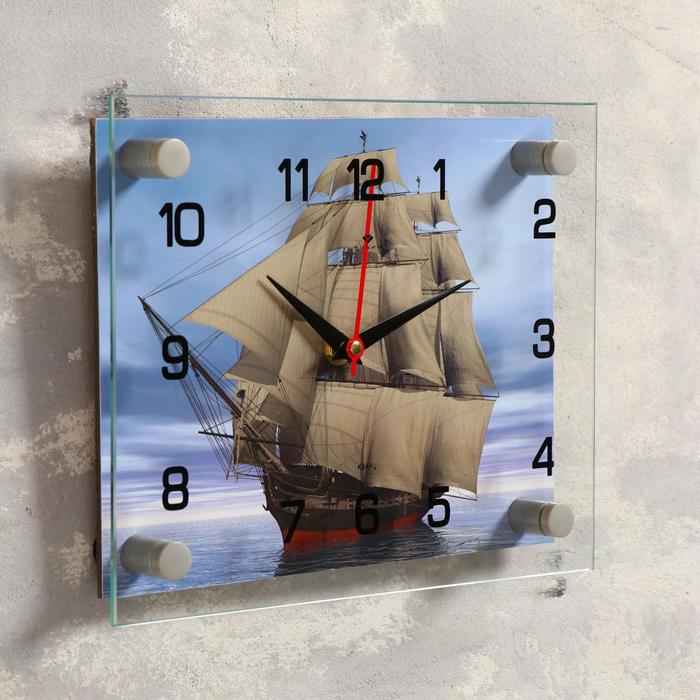 Часы настенные: Море, "Корабль", бесшумные, 20 х 26 см - фото 1905334550